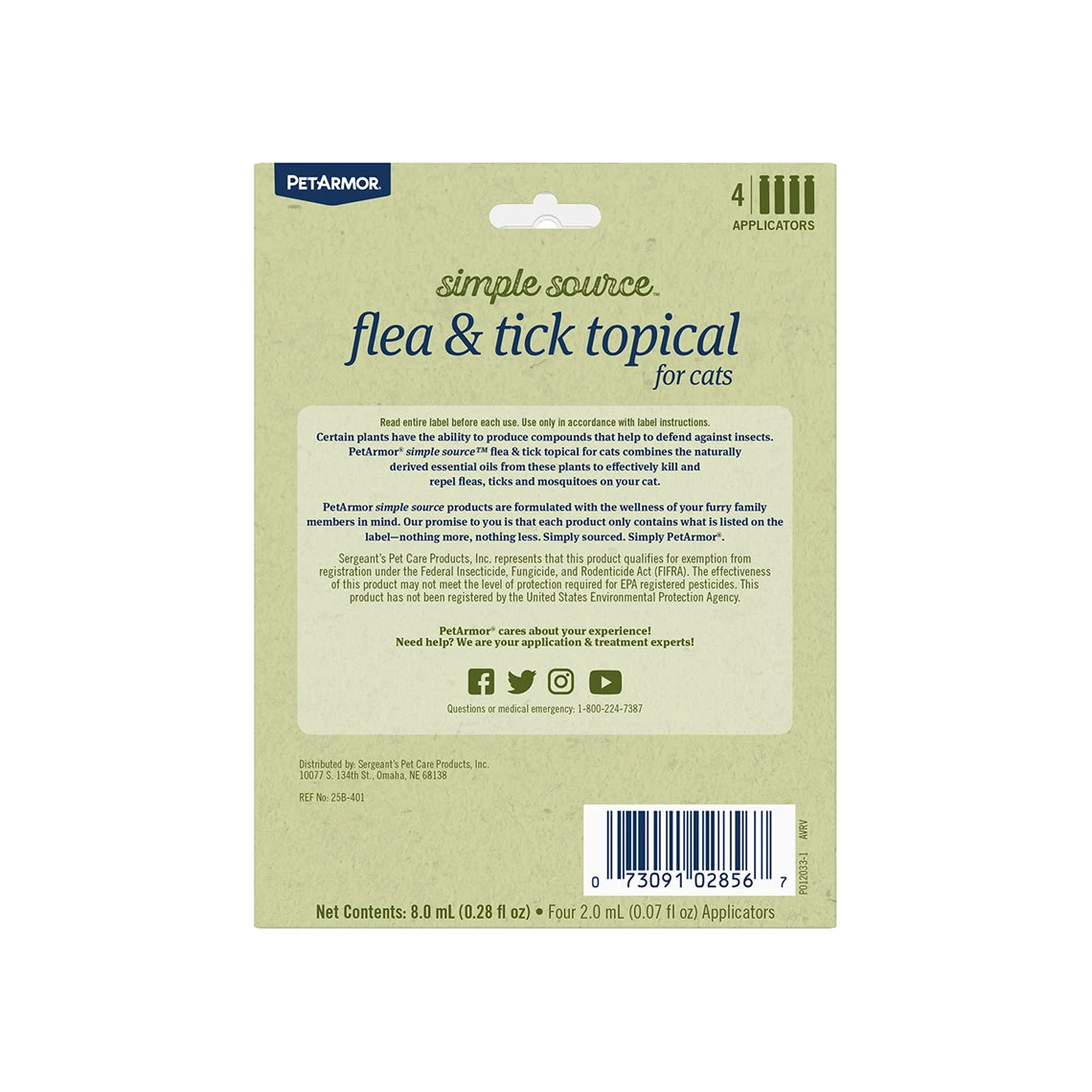 PetArmor Simple Source Flea & Tick Cat Topical Treatment For Cats 2 PetArmor Simple Source Flea & Tick Cat Topical Treatment For Cats - Image 2