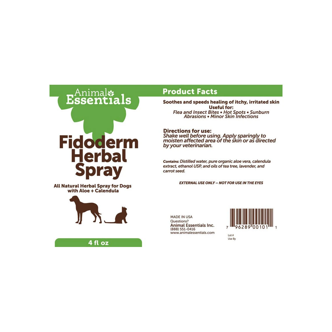 Animal Essentials FidoDerm Herbal Skin Spray For Dogs 2 Animal Essentials FidoDerm Herbal Skin Spray For Dogs - Image 2