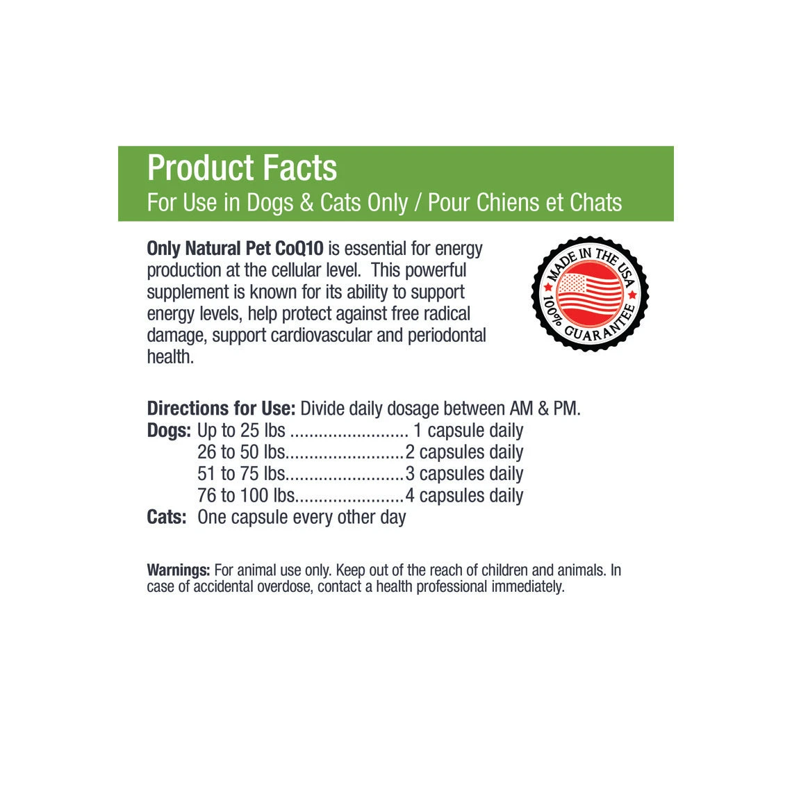 Only Natural Pet Ubiquinone CoQ10 Supplement For Dogs & Cats 3 Only Natural Pet Ubiquinone CoQ10 Supplement For Dogs & Cats - Image 3