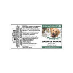 Only Natural Pet Diarrhea & Gas Homeopathic Remedy For Dogs & Cats 11 Only Natural Pet Diarrhea & Gas Homeopathic Remedy For Dogs & Cats -Cat And Dog Pet Supply Store Diarrhea and Gas Homeopathic Label