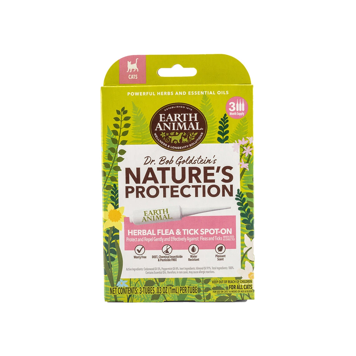 Earth Animal Nature's Protection Flea & Tick Spot On For Cats 1 Earth Animal Nature's Protection Flea & Tick Spot On For Cats