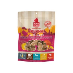 Plato Original Real Strips Meat Bars Soft Treats For Dogs -Cat And Dog Pet Supply Store Plato Jerky TurkeyPotato Front