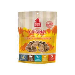 Plato Original Real Strips Meat Bars Soft Treats For Dogs -Cat And Dog Pet Supply Store Plato Jerky TurkeyPumpkin Front