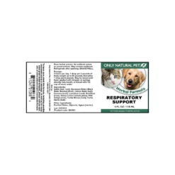 Only Natural Pet Respiratory Support Herbal Formula -Cat And Dog Pet Supply Store Respiratory Support 4 oz Label
