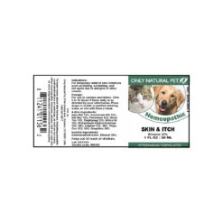 Only Natural Pet Skin & Itch Homeopathic Remedy -Cat And Dog Pet Supply Store Skin Itch Homeopathic Label