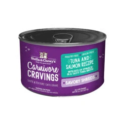Stella & Chewy's Carnivore Cravings Savory Shreds Tuna & Salmon Wet Cat Food -Cat And Dog Pet Supply Store Stella Chewy sCarnCravSavoryShredsTuna Salmon5.2ozCan