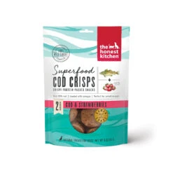 The Honest Kitchen Superfood Crisps Cod Fish Treats For Dogs 12 The Honest Kitchen Superfood Crisps Cod Fish Treats For Dogs -Cat And Dog Pet Supply Store THK SuperfoodCrisps CodStrawberry Front