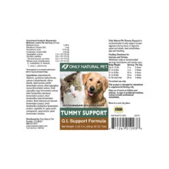 Only Natural Pet Tummy Support Upset Stomach Remedy For Dogs & Cats -Cat And Dog Pet Supply Store Tummy Relief Label