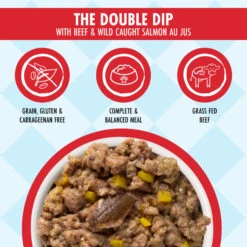 Weruva Dogs In The Kitchen Wet Dog Food -Cat And Dog Pet Supply Store WeruvaDogsintheKitchenWetDogFoodTheDoubleDipwithBeef WildCaughtSalmonAuJusInfographic